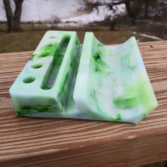 Desk Organizer Phone Holder Tablet Stand Handmade Resin Tech Gear - Picture 9 of 17